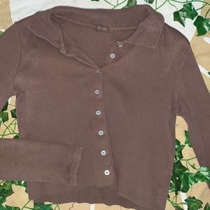 Brown Button-up Long-sleeve